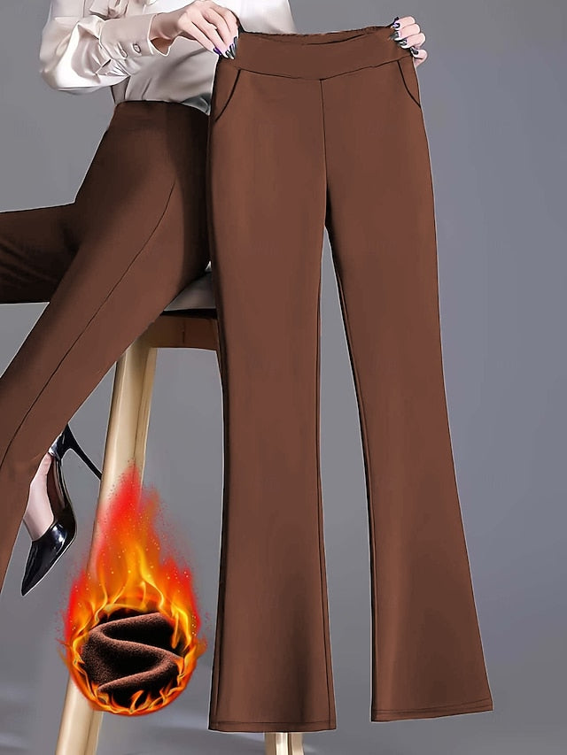 Autumn and winter warm micro flared pants women's new high