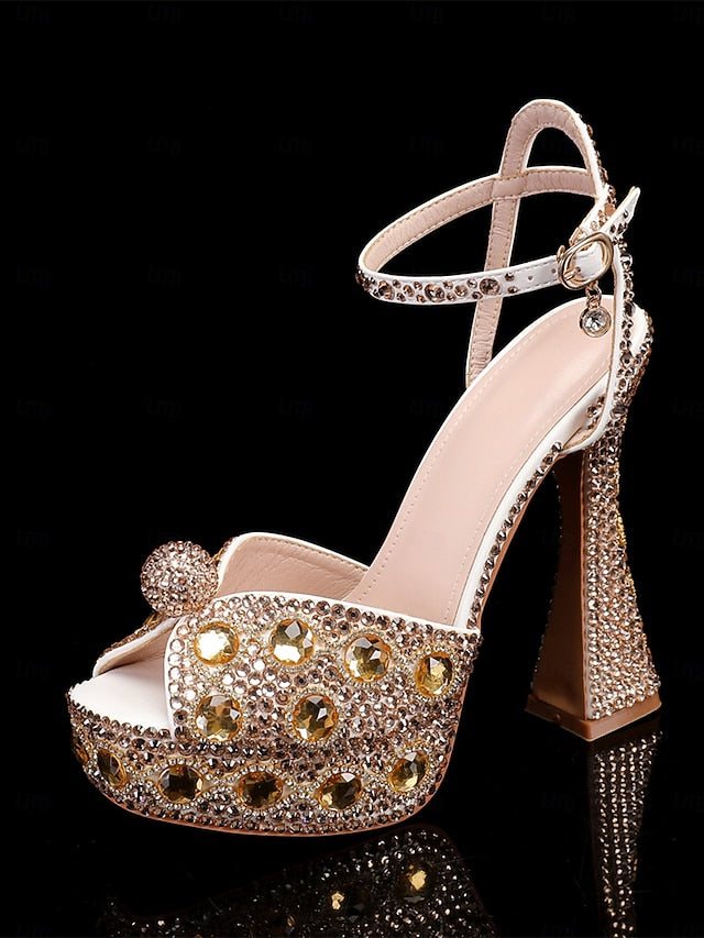 Glamorous Women's with Sandals Platform Crystal-Embellished