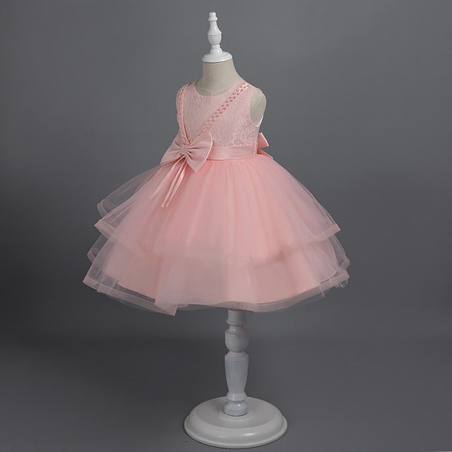 Dress Sleeveless Girls' Solid Color Party Toddler