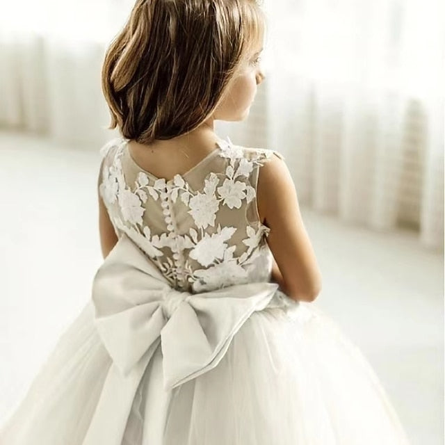 Girl Dress Kids Color Party Girls' Flower Solid