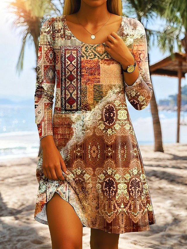 Women's Knee Length Dress T Shirt Dress Tee Dress A Line