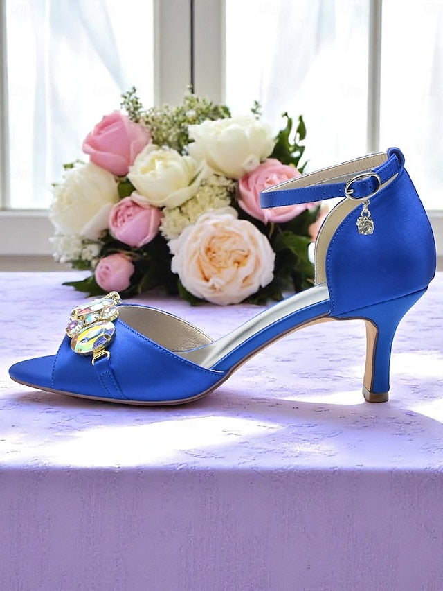 with Women's Strap Ankle Toe Heels Satin Black and Open
