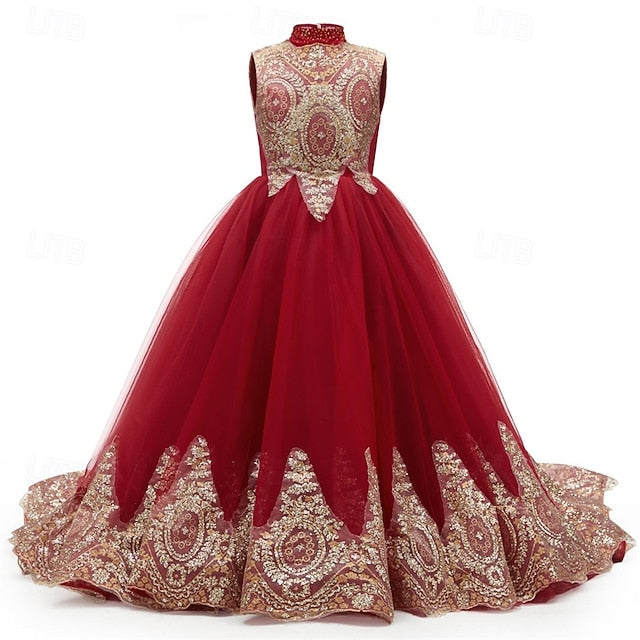 Girls' Flower Formal Dress Gown Girl Kid's Evening
