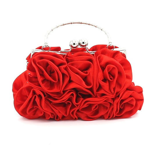 Red Design Floral Clutch Evening Bag Elegant Rose Vintage –