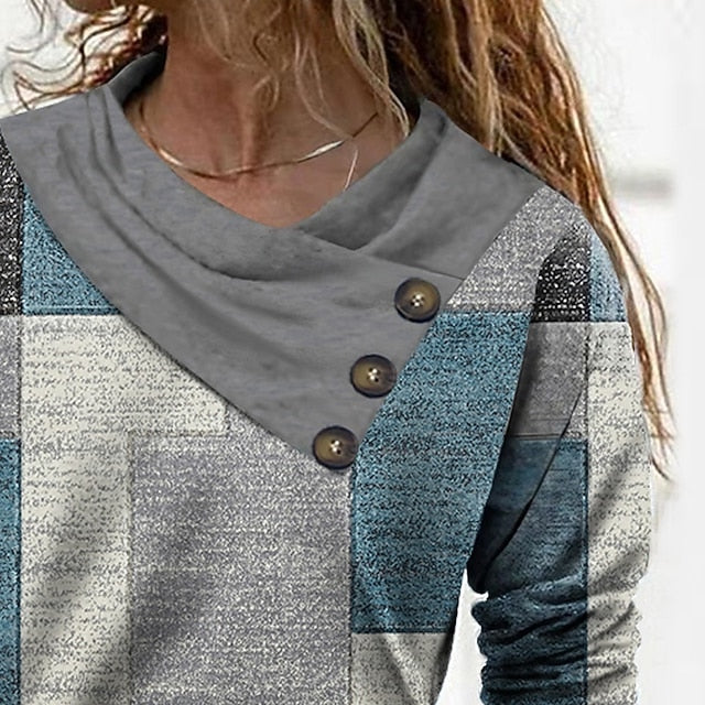 Women's T Shirt Buttons Print Geometric Abstract Daily