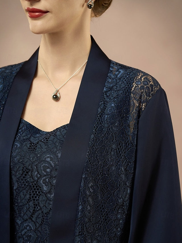3 Piece Mother of the Bride Pantsuit Metalic Floral Lace