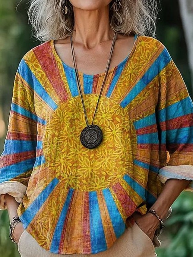 Women's Shirt Blouse Long Sleeve Tops Floral Graphic
