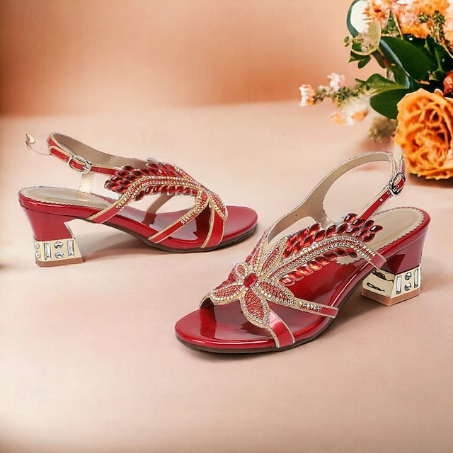 Party Shoes Rhinestone Round Wedding Sandals Women's Toe