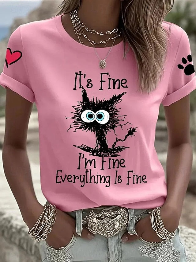 Women's T Shirt Print Graphic Letter Vintage Fashion