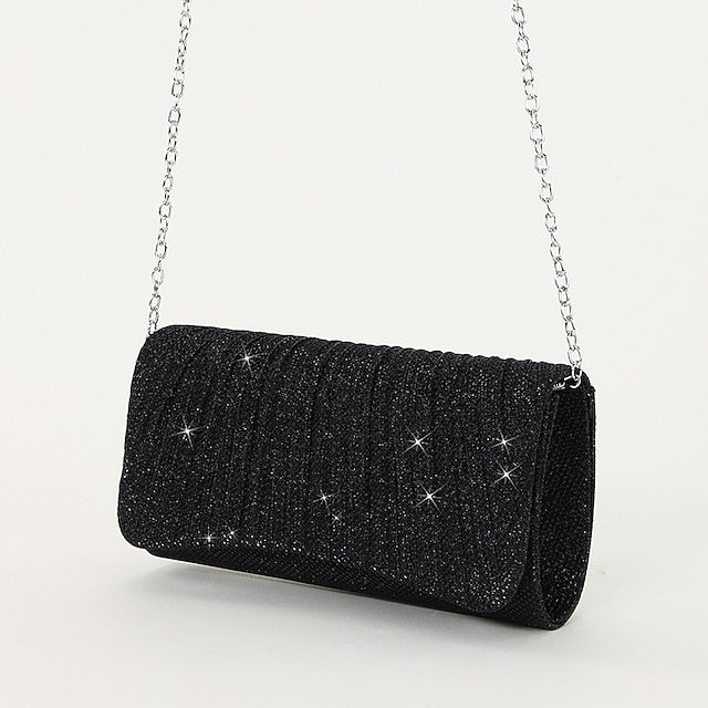 Silver Clutch Evening Purse Elegant Glitter – Women's