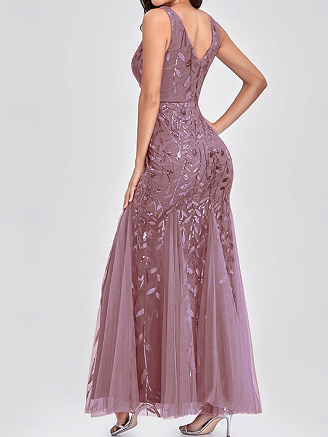 of Party Floor Elegant Mother Bride the Neck V Dress