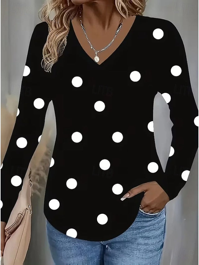 Women's T Shirt Print Graphic Polka Dot Abstract Vintage