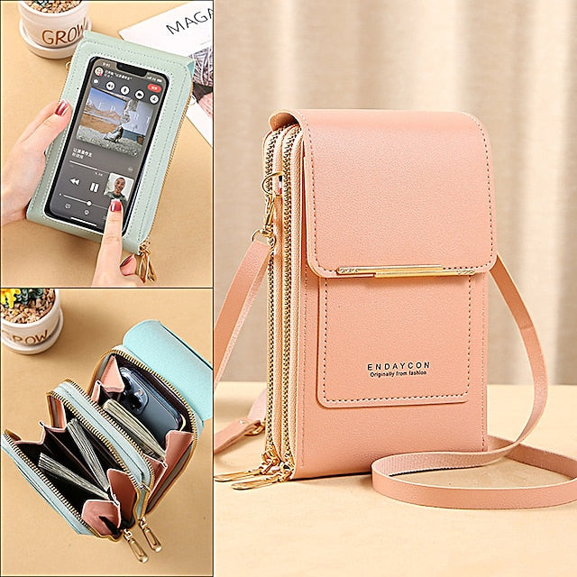 Sac à bandoulière pour téléphone portable, portefeuille pour femme, porte-monnaie