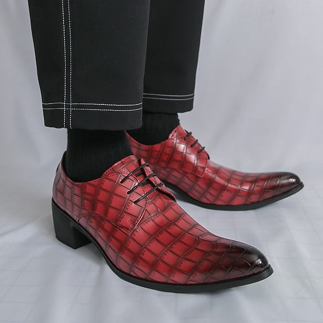 Faux – Crocodile Red Leather Shoes Pattern Men's
