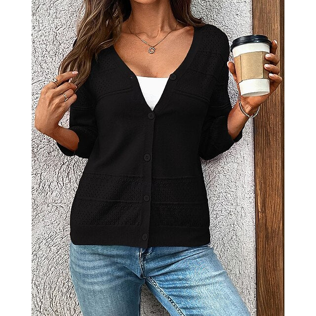 Women's Knit Cardigan Long Sleeve Top Athleisure Fall /