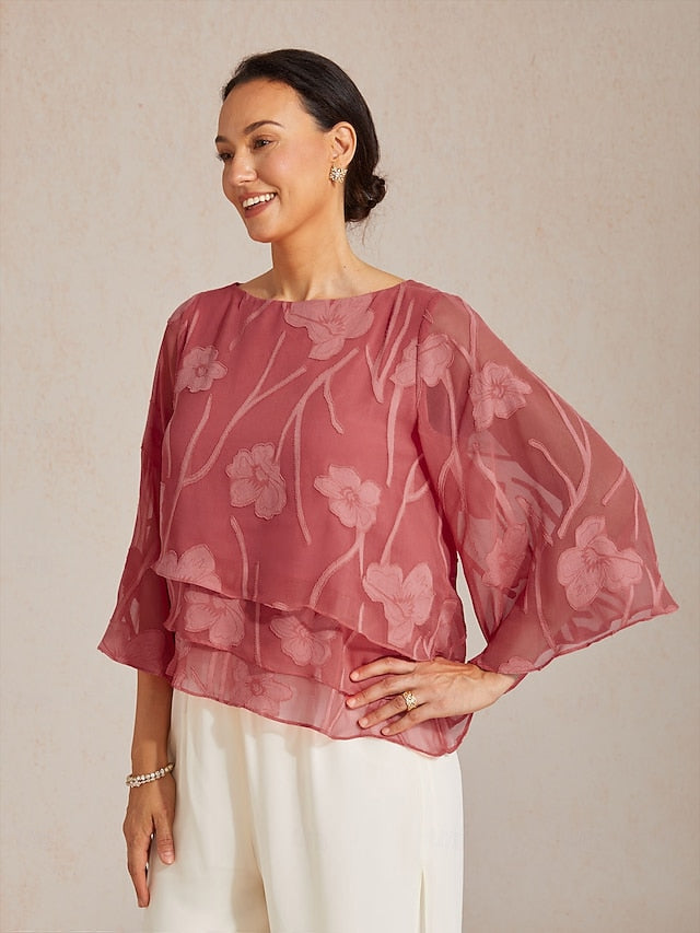 Women's Lace Shirt Blouse Dressy Tops Chiffon Tops