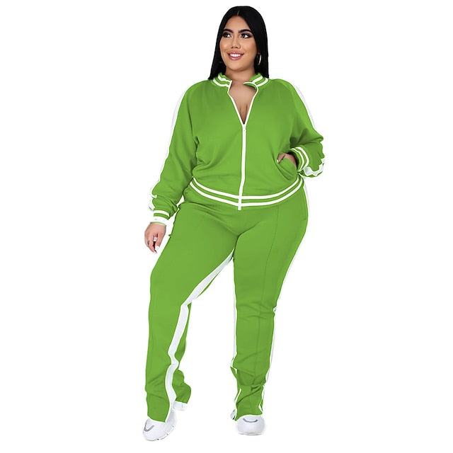 Women's Tracksuit Sweatsuit Drawstring 2 Piece Striped