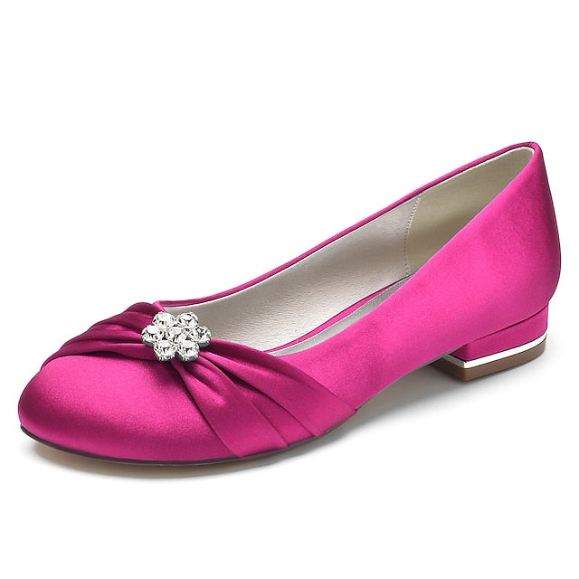 with Satin Wedding Light Women's Rhinestone Flats Blue