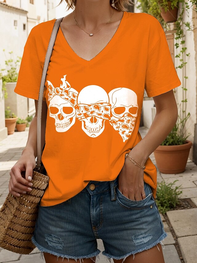 Women's T Shirt Skulls Graphic Cat Vintage Stylish Classic