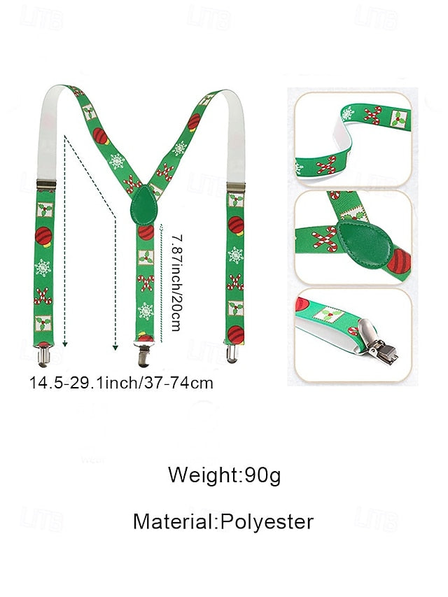 Suspenders Men's Christmas with Snowman