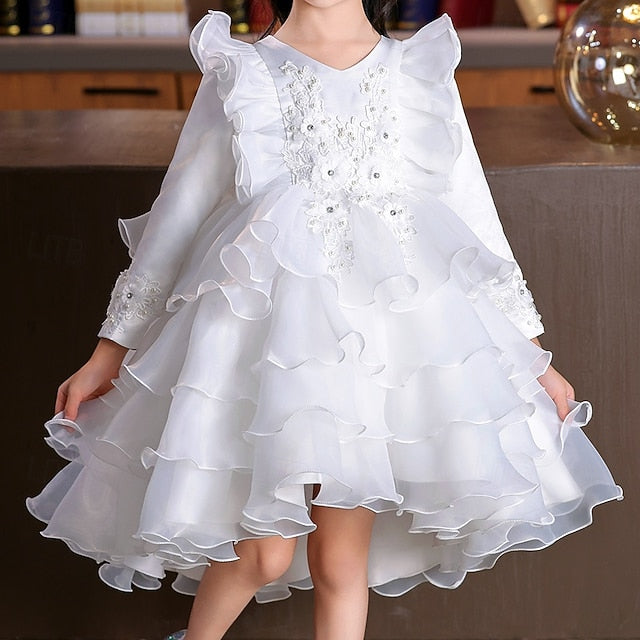 Wedding Dress Sleeve Party Special Kids Long Girls' Flower