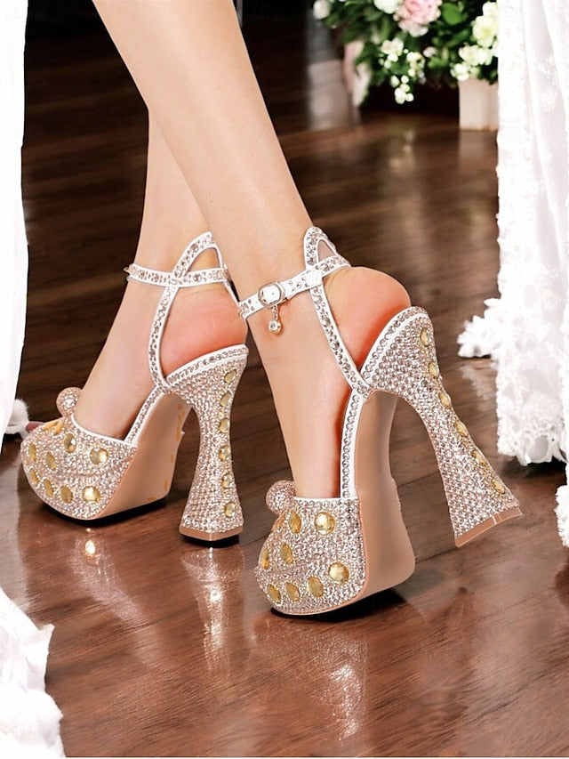 Glamorous Women's with Sandals Platform Crystal-Embellished