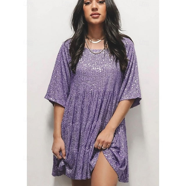 Women's Mini Dress Sequin Dress Cocktail Dress Elegant