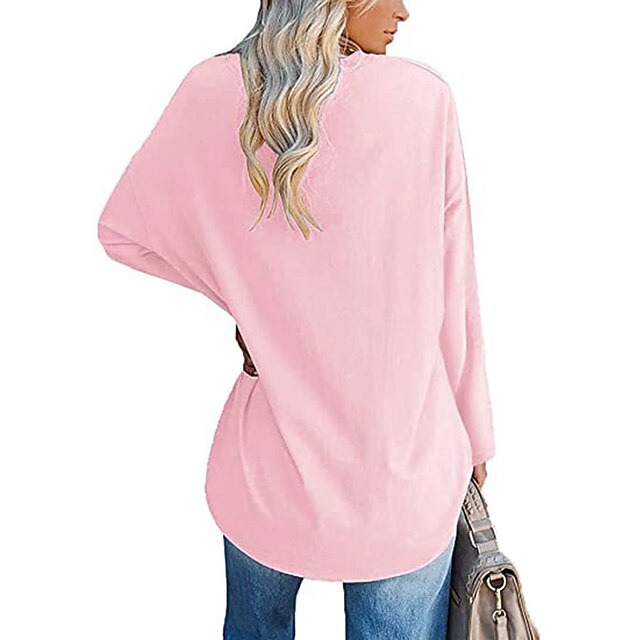 Women's T Shirt Plain Basic Long Sleeve V Neck Regular Tops