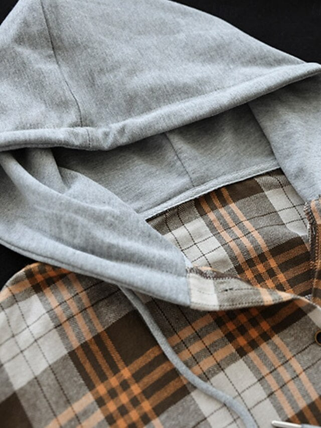 Women's Blouse Buttons Print Plaid Stylish Casual Long