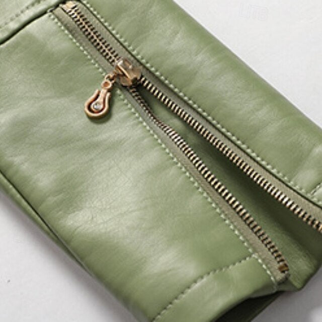 Zipper Pocket Women's Leather Faux Comfortable Jacket