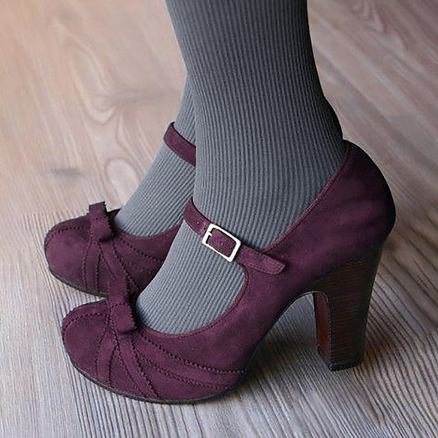 Black Bow Detail Women's with Heels Mary Red Suede and Jane
