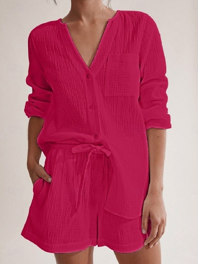 Women's Two Piece Sets Shorts Sets Bolero Top Long Sleeve V