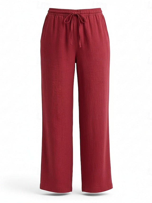 70% Linen Women's Linen Pants Culottes Wide Leg Wide Leg