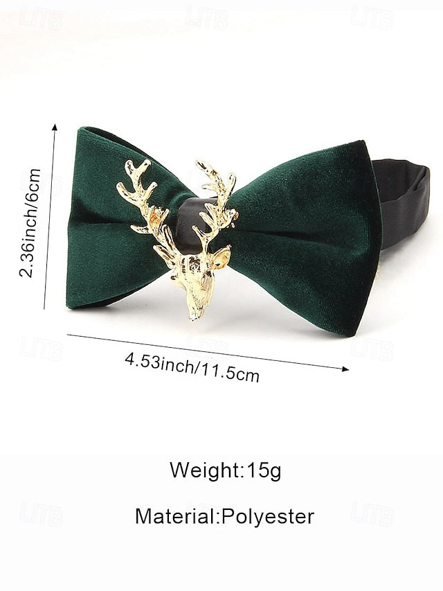 Men's Tie Bow Gold Deer Head with Pin Velvet