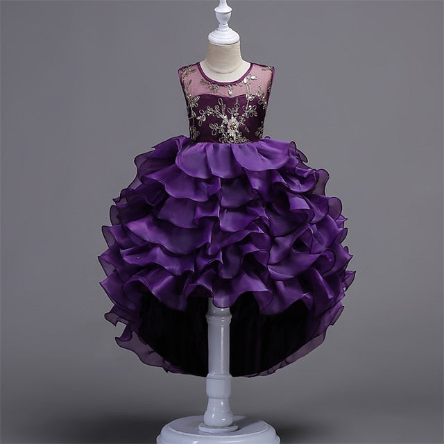 4-13 Party Floral Wedding Summer Kids Dress Ruffle Girls'