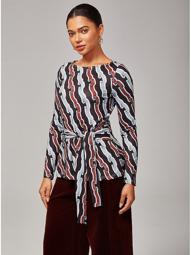 Ripple Print Stretch Off - Shoulder Top