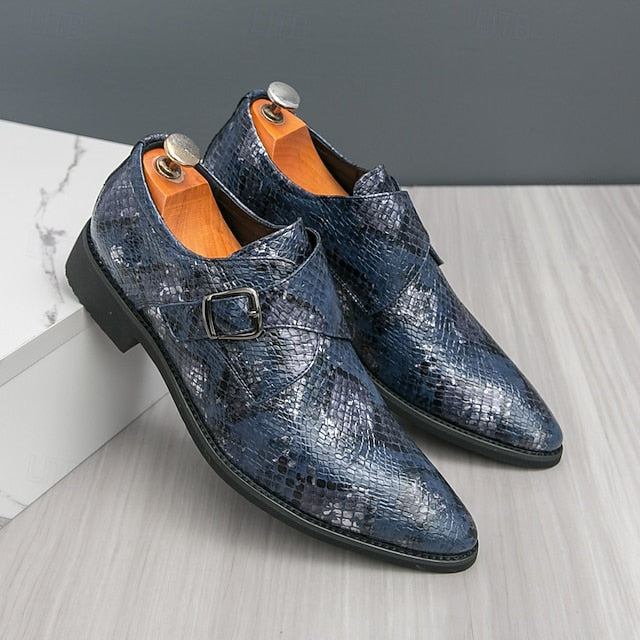 Shoes Monk Formal Classic – Snake Print Brown for Men Strap