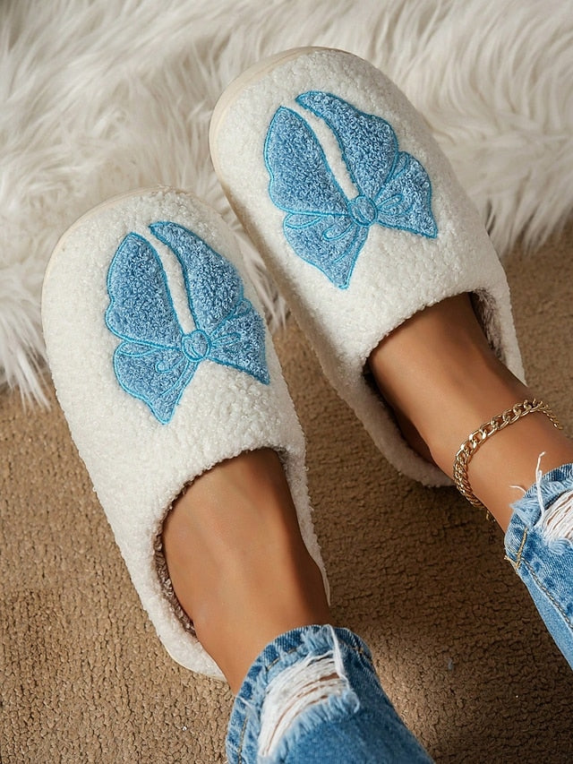 with Women's Bowknot Soft Slippers Red White - and Design