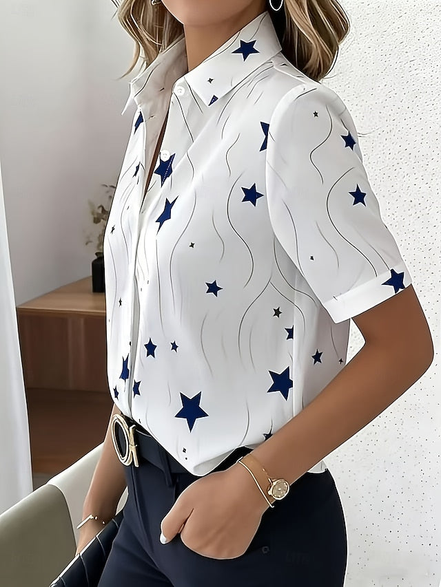 Women's Shirt Graphic Star Striped Vintage Tropical Stylish