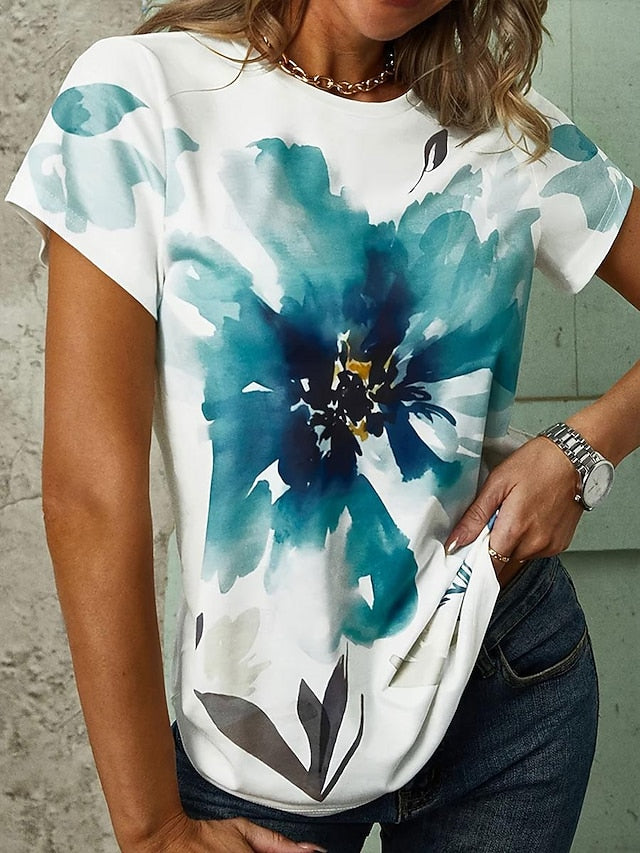 Women's T Shirt Stylish Casual Print Short Sleeve Regular