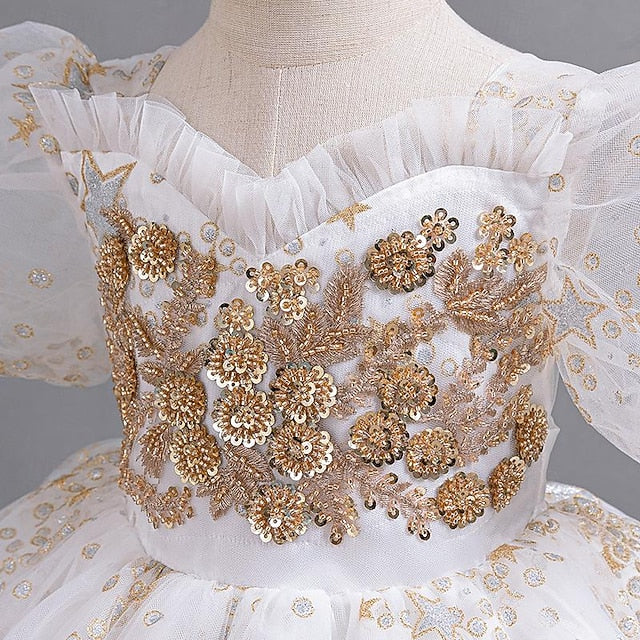 Sequin Floral Party Dress Girl Flower Girls' Kids