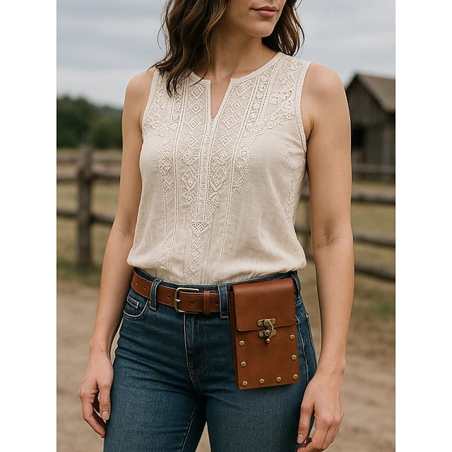 Faux mit Leder Western Damen Tasche Bohemian Taille