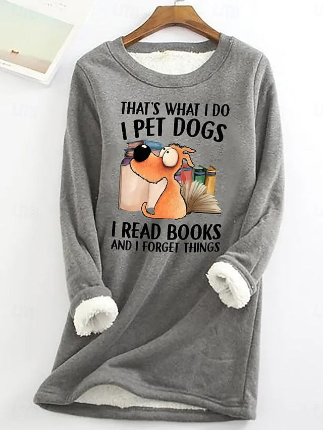 Women's Pullover Sweatshirt Graphic Animal Letter Warm
