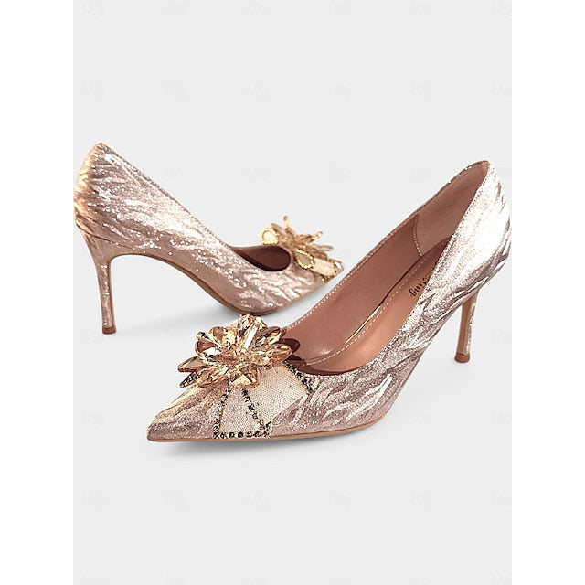 Women High Heels Sparkling Shoes for – Silver Wedding Glitter