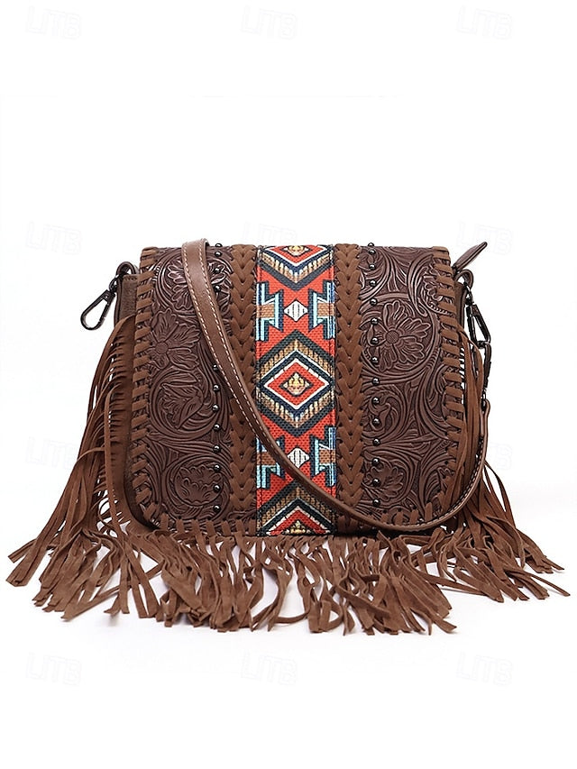 Kunstleder Damen Schultertasche mit mehreren Taschen - Umhängetasche