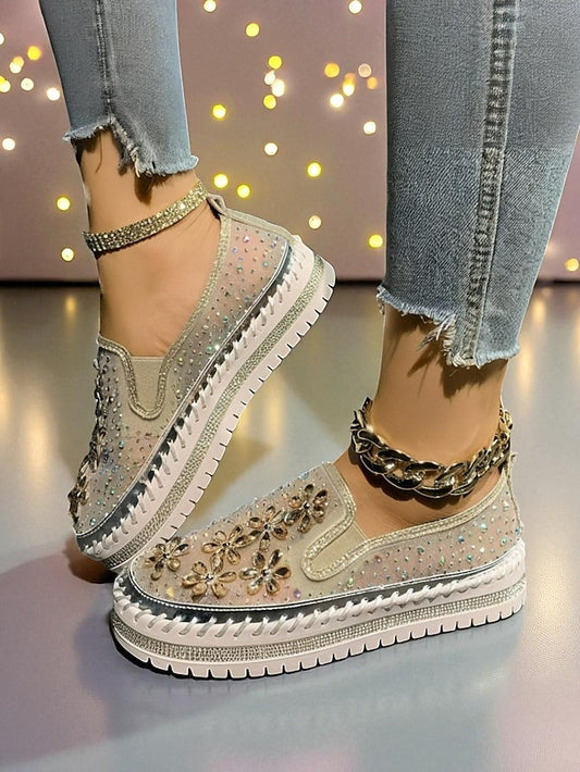 Embellished Mesh Slip-On with Women's Rhinestone Sneakers