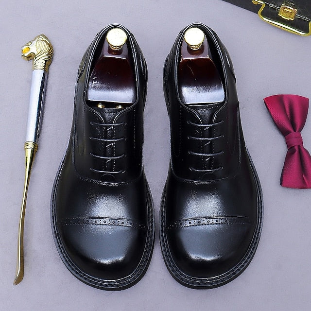Men's Toe Genuine Leather Cap Oxford First Shoes-