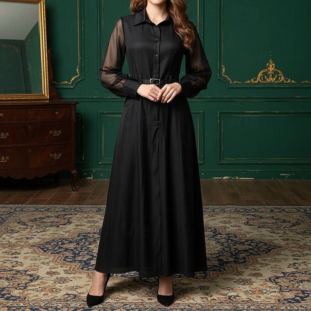 Women's Midi Dress Shirt Dress Elegant Vintage Fashion