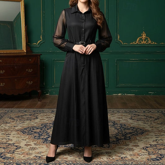 Women's Midi Dress Shirt Dress Elegant Vintage Fashion