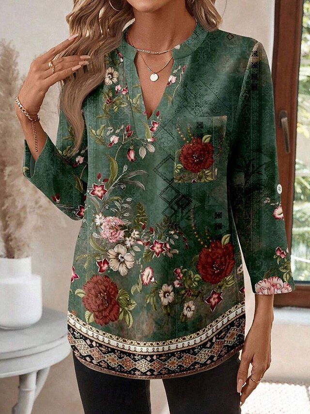 Women's Blouse Print Floral Graphic Vintage Tropical